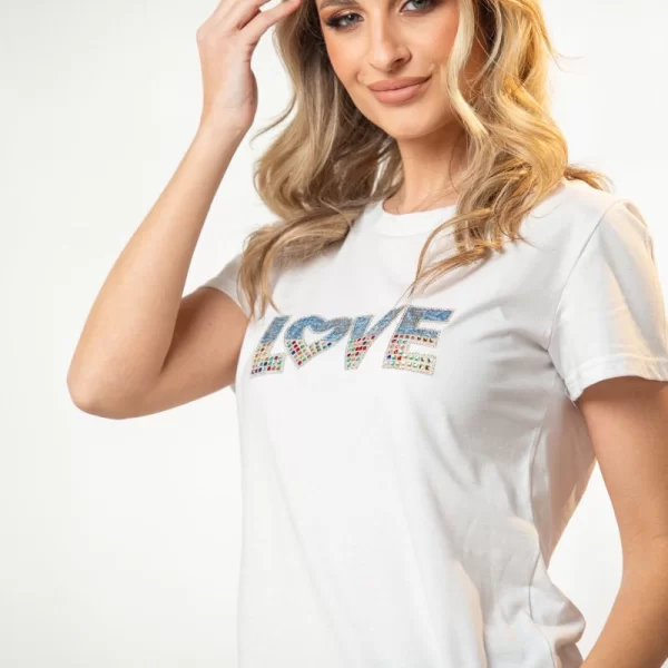 ΜΠΛΟΥΖΑ ΜΕ ΤΥΠΩΜΑ ΣΤΡΑΣ LOVE Άσπρο