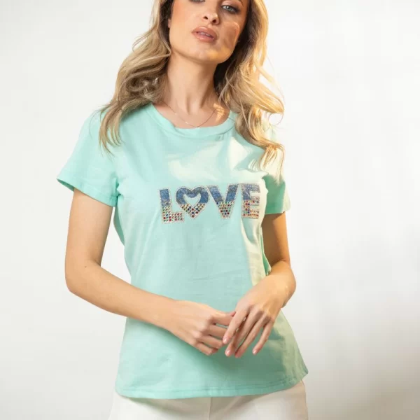 DRESS UP ΜΠΛΟΥΖΑ ΜΕ ΤΥΠΩΜΑ ΣΤΡΑΣ LOVE Μπλε