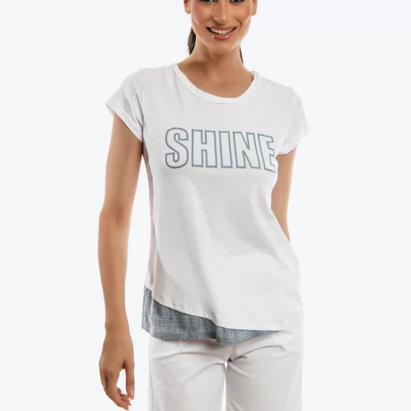 ΜΠΛΟΥΖΑ ΚΟΝΤΟΜΑΝΙΚΗ ΜΕ ΤΥΠΩΜΑ SHINE Ασπρο