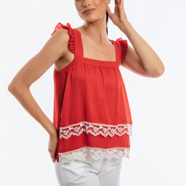 ΜΠΛΟΥΖΑ ΤΙΡΑΝΤΑ ΜΕ ΒΟΛΑΝ ΚΑΙ ΔΑΝΤΕΛΑ Κοκκινο