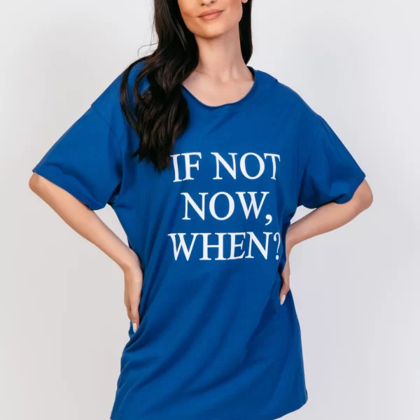 Just Top ΜΠΛΟΥΖΑ ΚΟΝΤΟ ΜΑΝΙΚΙ IF NOT NOW, WHEN? Μπλε ρουά