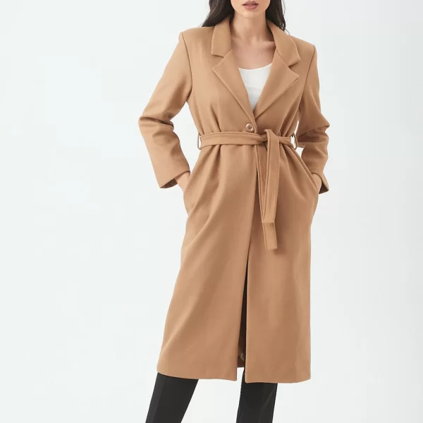 ΠΑΛΤΟ ΜΑΚΡΥ ΜΕ ΖΩΝΗ ΜΠΕΖ Μπεζ