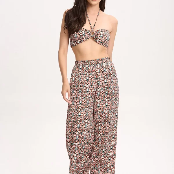 ΣΕΤ CROP ΤΟΠ ΚΑΙ ΠΑΝΤΕΛΟΝΑ Εμπριμέ μαύρο