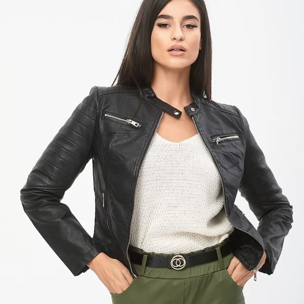ΜΠΟΥΦΑΝ ΔΕΡΜΑΤΙΝΗ BIKER ΜΕ ΧΡΥΣΑ ΦΕΡΜΟΥΑΡ Μαύρο
