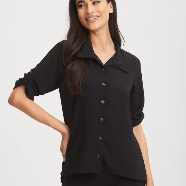 ΠΟΥΚΑΜΙΣΟ ΜΕ ΓΥΡΙΣΤΟ ΜΑΝΙΚΙ Μαύρο