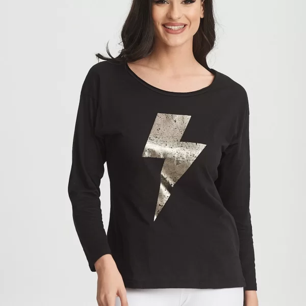 ΜΠΛΟΥΖΑ ΜΑΚΡΥΜΑΝΙΚΗ ΜΑΥΡΗ ΜΕ ΣΤΑΜΠΑ Μαύρο