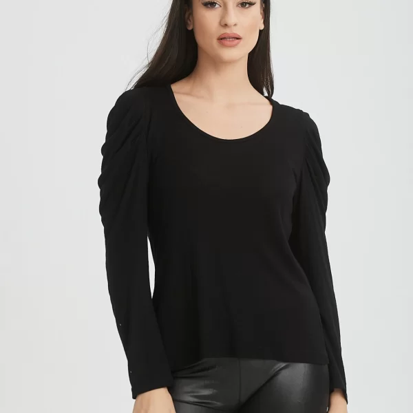 ΜΠΛΟΥΖΑ ΜΕ ΣΟΥΡΑ ΣΤΟ ΜΑΝΙΚΙ Μαύρο