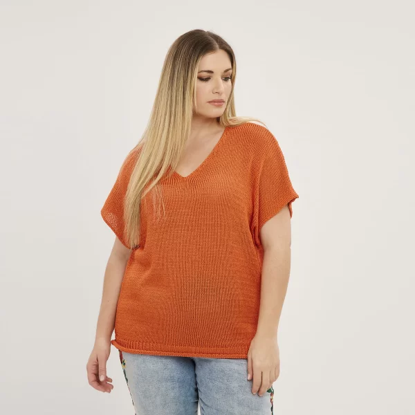 Πλεκτή μπλούζα V