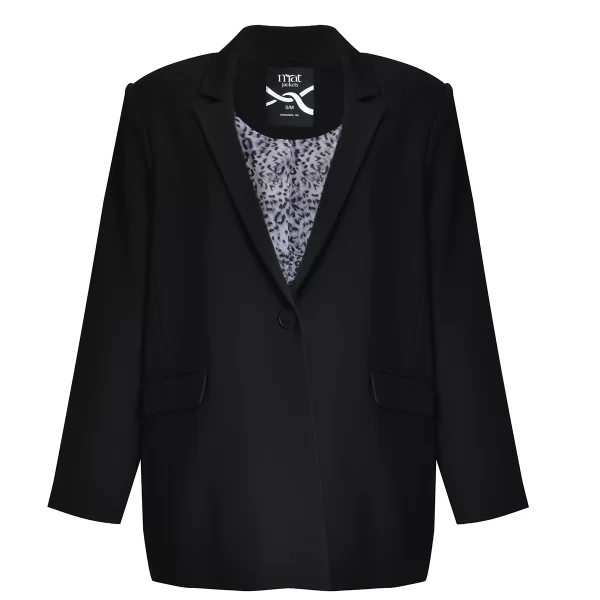 Μονόχρωμο σακάκι με εμπριμέ φόδρα και κουμπί