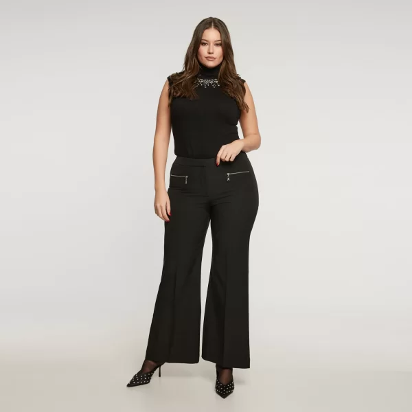 Μαύρο παντελόνι καμπάνα με φερμουάρ στα πλαϊνά
