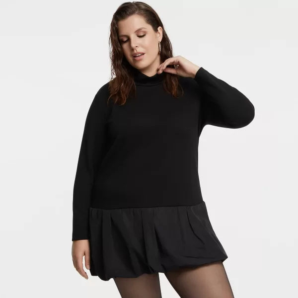 Φόρεμα ζιβάγκο με συνδυασμό υφασμάτων