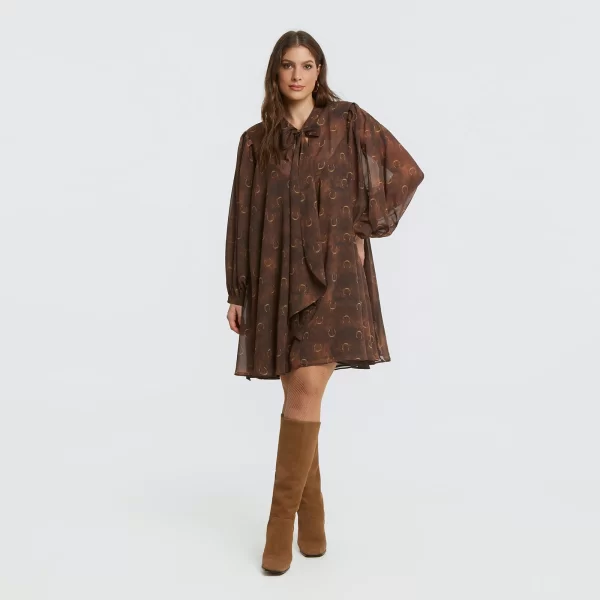 Φόρεμα εμπριμέ με φιόγκο