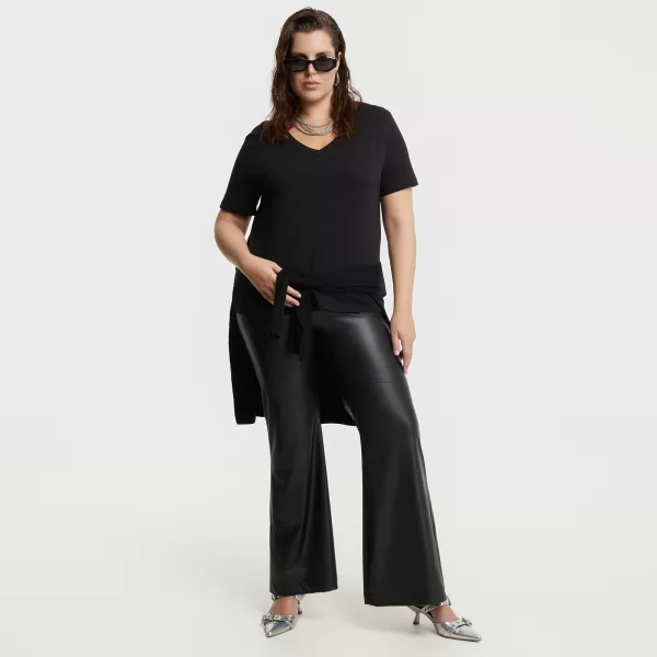 Basic μπλούζα βαμβακερή με V-λαιμόκοψη