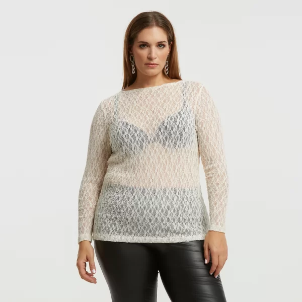 Δαντελένια μπλούζα με μακριά μανίκια