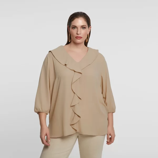 MAT FASHION Μπλούζα με βολάν & μπαλούν μανίκια