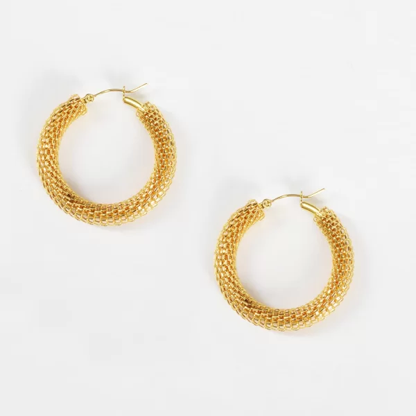 Σκουλαρίκια κρίκοι με πλέγμα