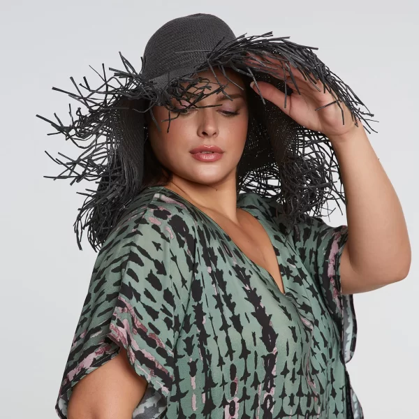 Ψάθινο καπέλο με ξέφτια