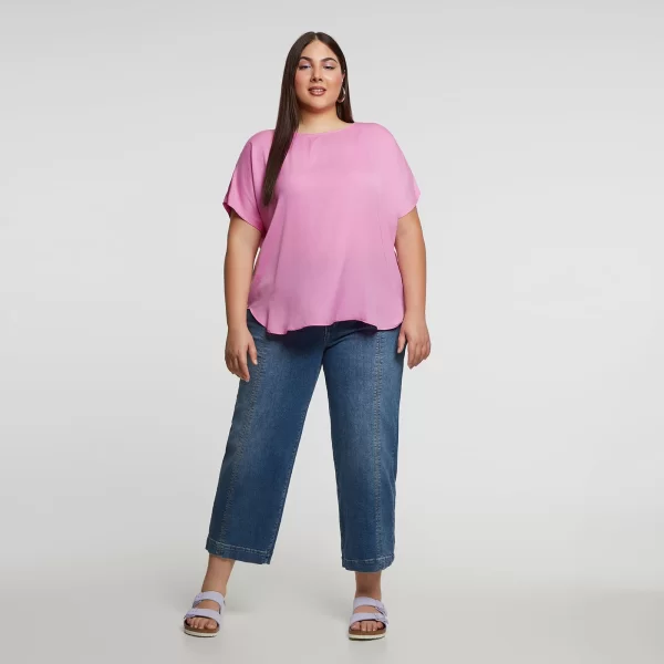 Μπλούζα σατέν με στρογγυλή λαιμόκοψη