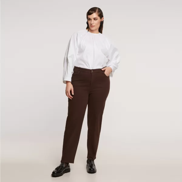 MAT FASHION Τζιν καφέ σε γραμμή mom fit