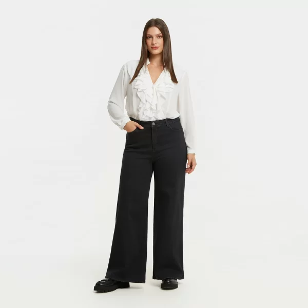 Τζιν wide-leg μαύρο denim