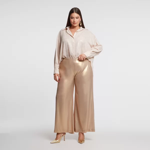 Metallic gold παντελόνα με ελαστική μέση