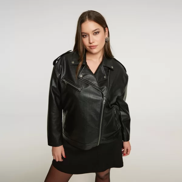 Faux leather μπουφάν biker