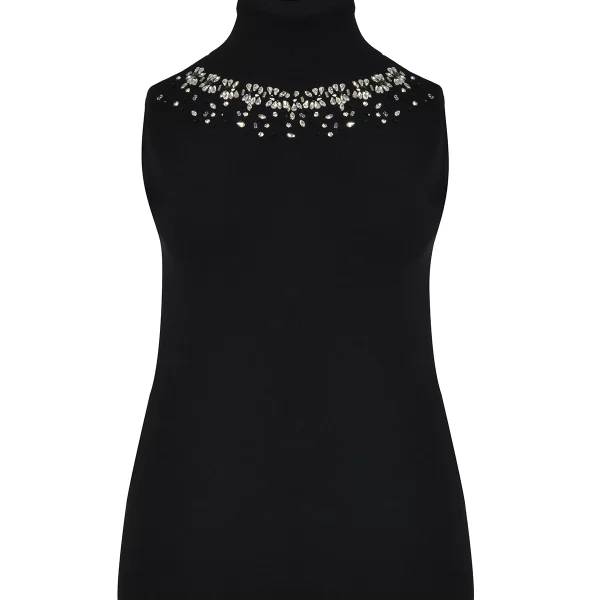 Αμάνικο πλεκτό τοπ με διακοσμημένο λαιμό