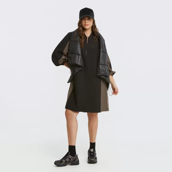 Αμάνικο κρουαζέ puffer γιλέκο με ζώνη