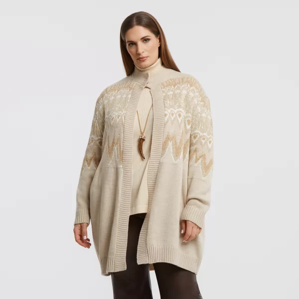 MAT FASHION Πλεκτή ζακέτα με μαλλί και γραφικό σχέδιο