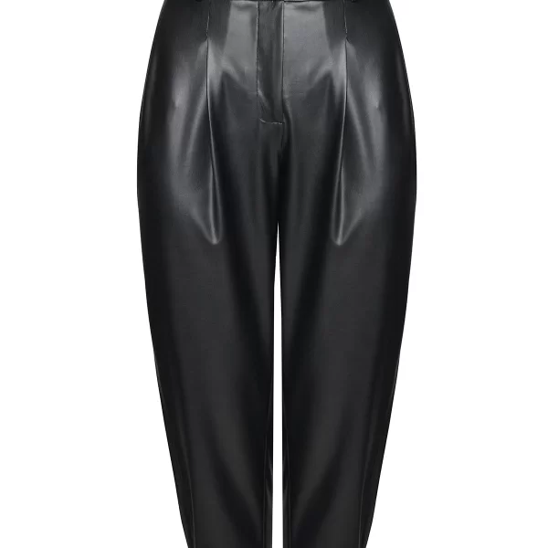 Ψηλόμεσο leather-look carrot παντελόνι