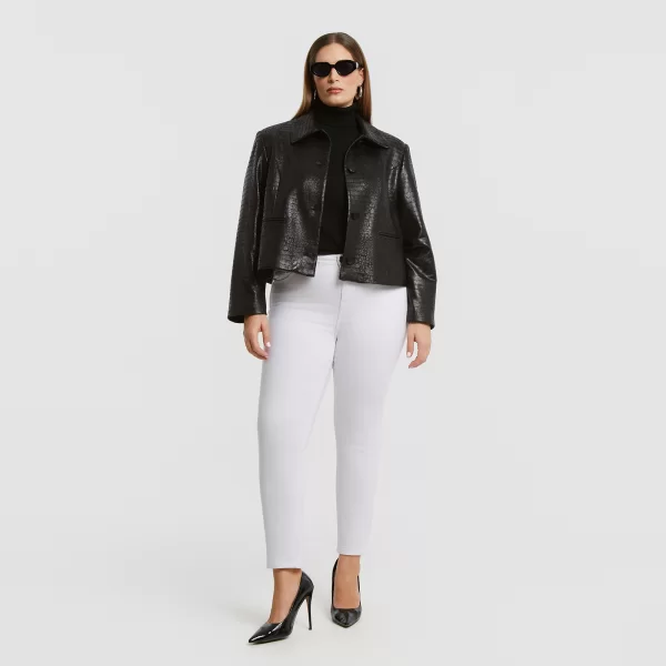 Cropped σακάκι με croc εφέ