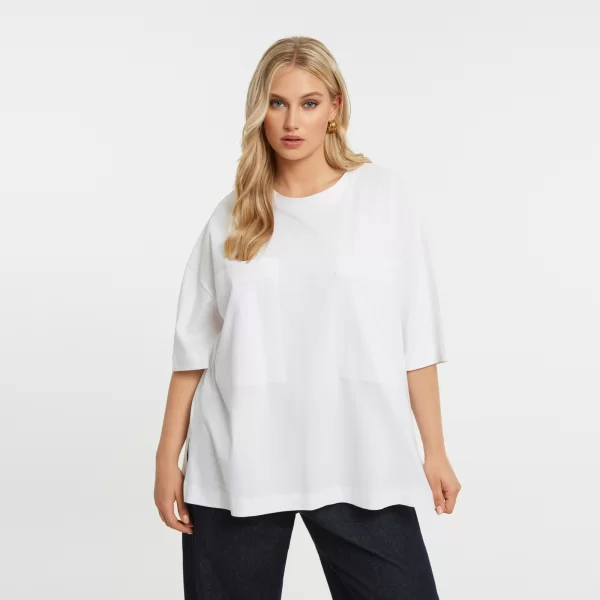 Μπλούζα t-shirt βαμβακερή με τσέπες από ποπλίνα