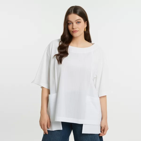 Μπλούζα t-shirt βαμβακερή με ποπλίνα