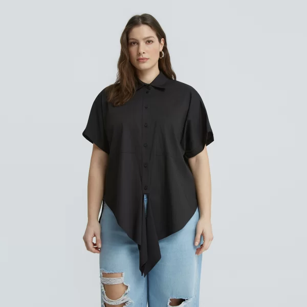 Πουκάμισο από ποπλίνα με δέσιμο μπροστά