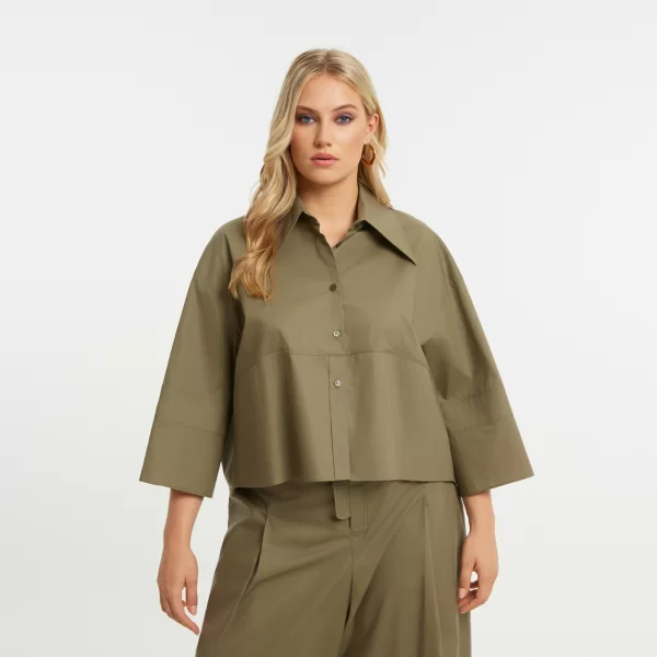 Cropped πουκάμισο ποπλίνα σε boxy γραμμή