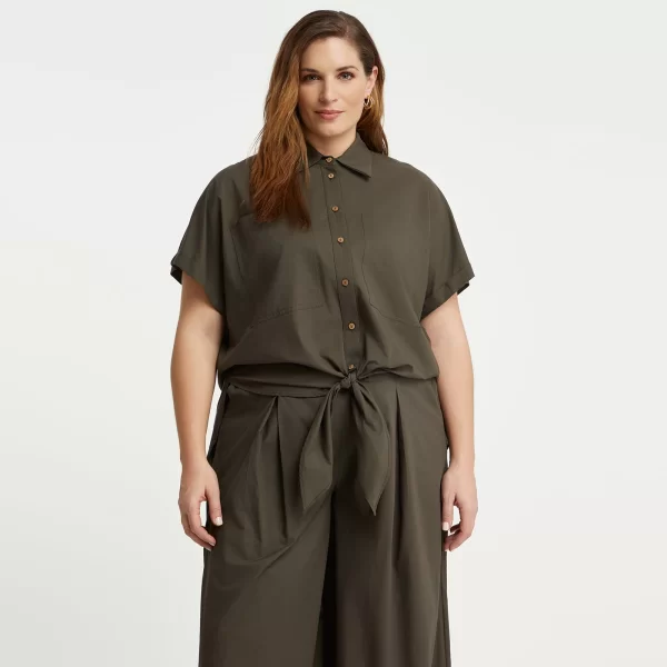 Πουκάμισο με τσέπες και δέσιμο μπροστά