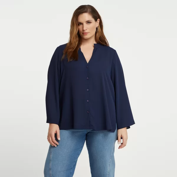 MAT FASHION Κρεπ πουκάμισο με φαρδιά μανίκια