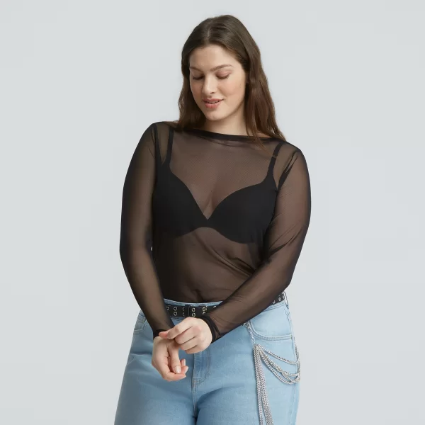 Μπλούζα μακρυμάνικη με διαφάνεια