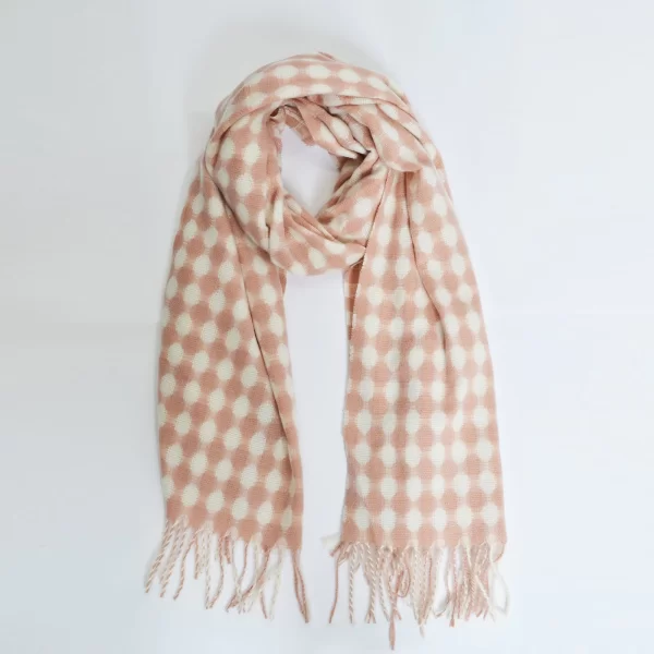 Κασκόλ με πουά σχέδιο και κρόσσια