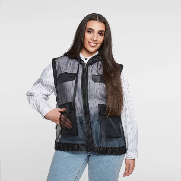 MAT FASHION Γιλέκο organza με κουκούλα