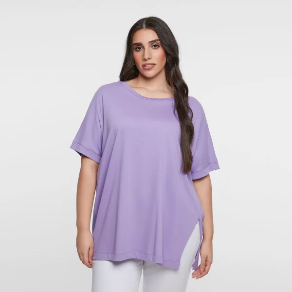 Βαμβακερό t-shirt με άνοιγμα στο τελείωμα