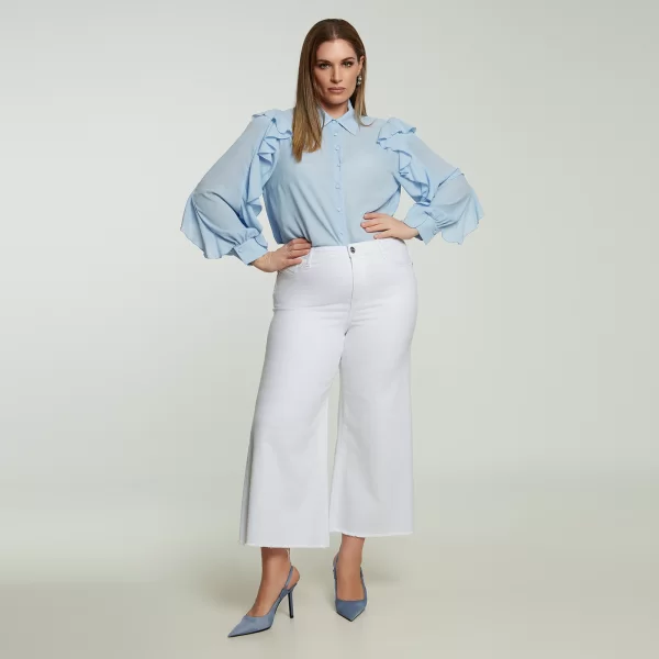 Τζιν basic cropped σε φαρδιά γραμμή