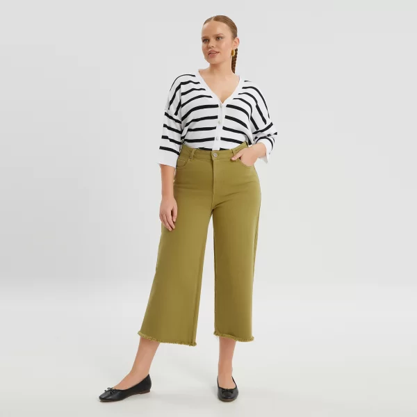 Τζιν basic cropped σε φαρδιά γραμμή