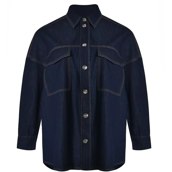 Βαμβακερό denim πουκάμισο με utility τσέπες