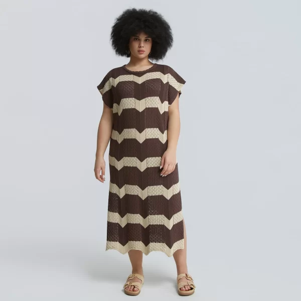 Πλεκτό midi φόρεμα με ρίγες