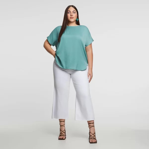 Μπλούζα σατέν με στρογγυλή λαιμόκοψη