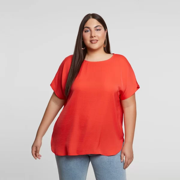 Μπλούζα σατέν με στρογγυλή λαιμόκοψη