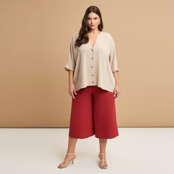 Πουκάμισο κρεπ airwashed με V-λαιμόκοψη