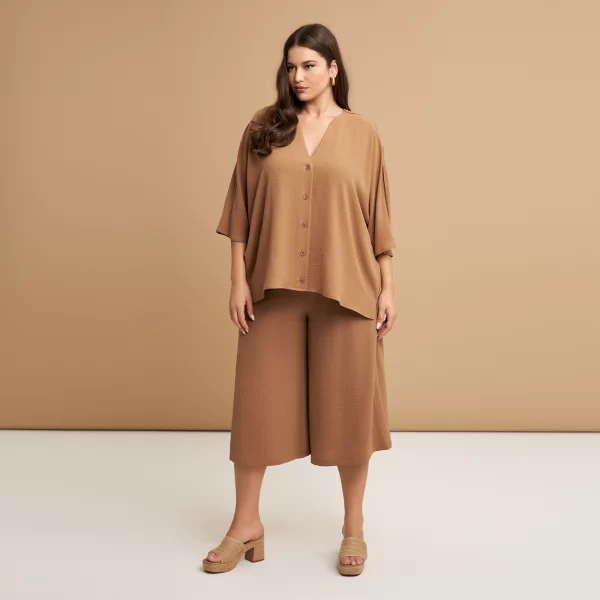 Πουκάμισο κρεπ airwashed με V-λαιμόκοψη