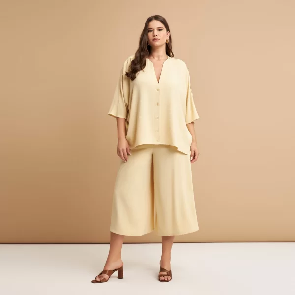 Πουκάμισο κρεπ airwashed με V-λαιμόκοψη